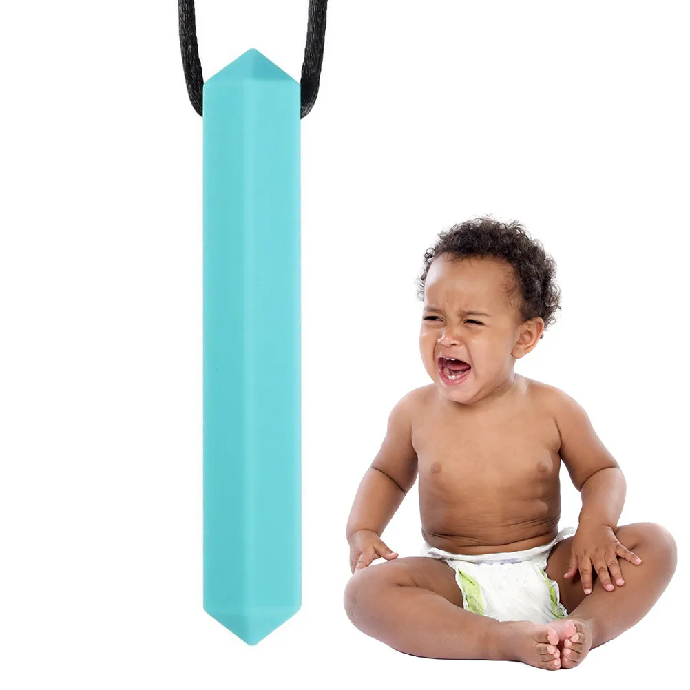 

1 шт. безопасный прорезыватель-грызунок для младенцев и малышей, жевательный прорезыватель-палочка, небесно-голубой, прорезыватель-ожерелье-веревка 80 см