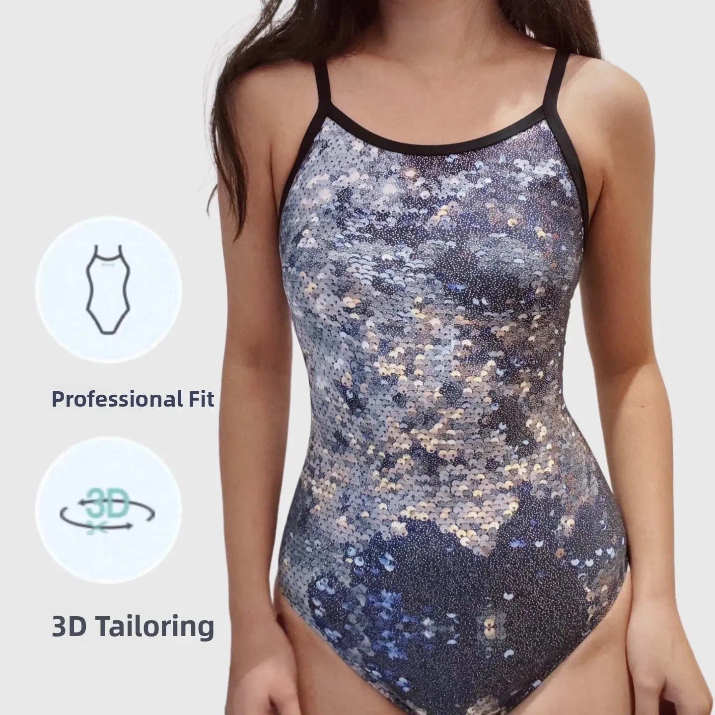 

Amber High-End Ladies Speed One-Piece Swimming Suits Profional Sport Training Printed Thermal with Chest Pad High Elastici