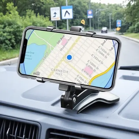 360 ° 회전식 자동차 전화 홀더 백미러 GPS 네비게이션 랙 조정 가능한 자동차 대시 보드 마운트 Sun Visor 클립