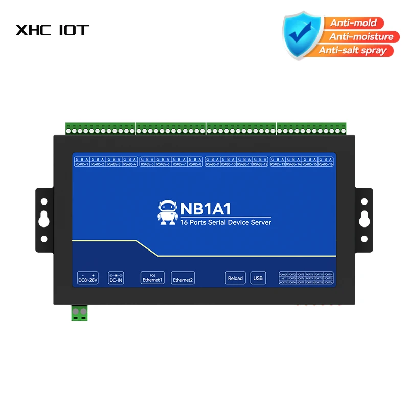 

16-Channel Serial Server RS485 to Ethernet Gateway XHCIOT NB1A1 MQTT/HTTP POE Isolation ModBus RTU to TCP Edge Computing