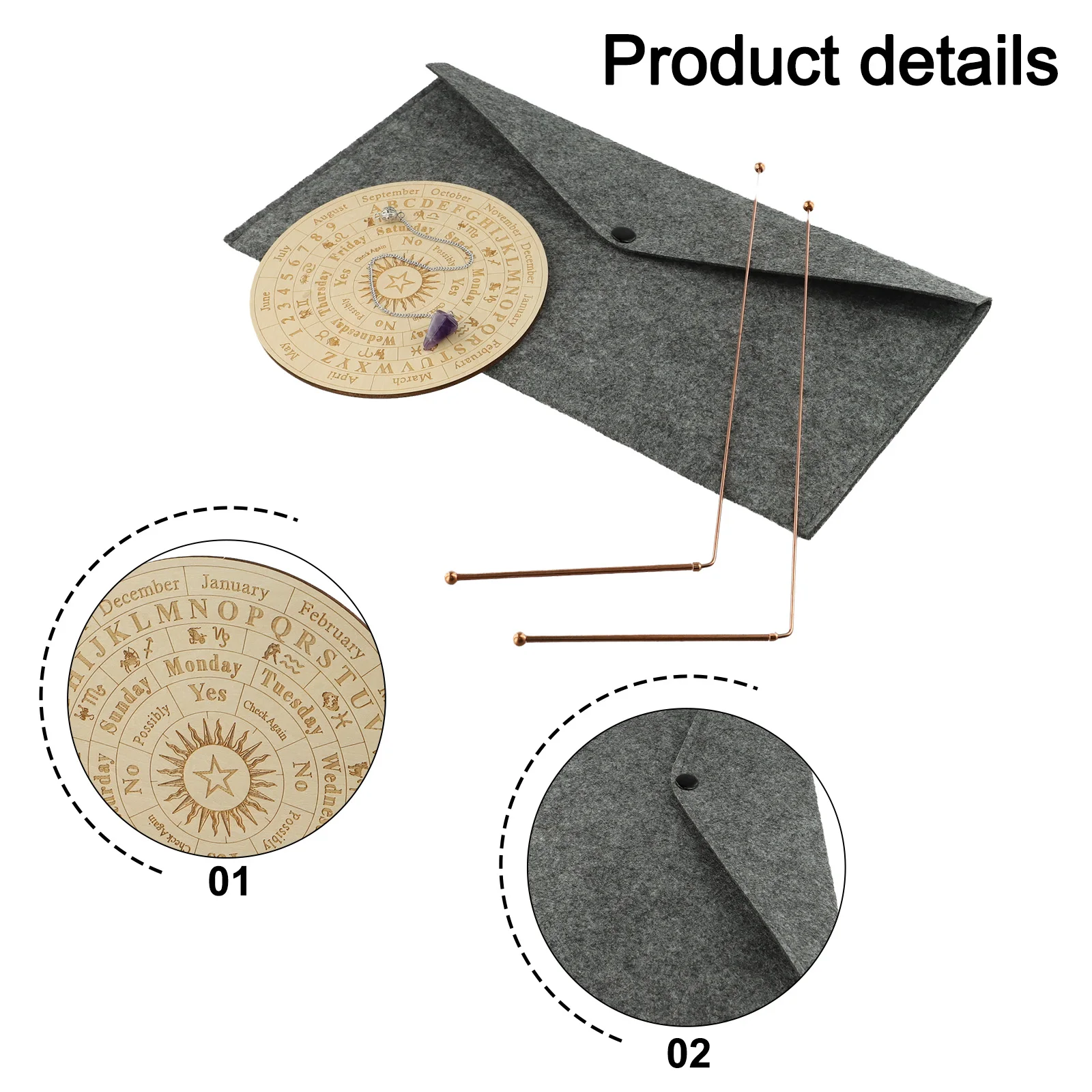 99.9% Pure Copper Telescopic Dowsing Rods With For Crystal Pendulum And Divination Pad Kit For Water Hunting Energy Therapy Tool