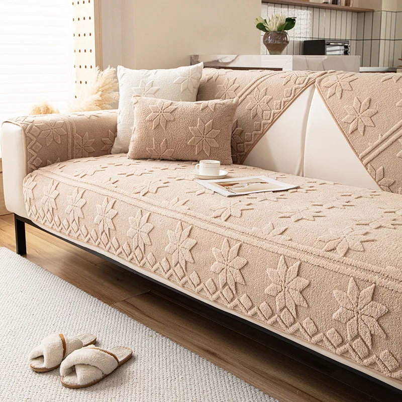 جميع المواسم الجاكار أريكة قطيفة وسادة المضادة للانزلاق قطعة واحدة صف مستقيم غرفة المعيشة وسادة للمقعد مع غطاء غبار القماش #4