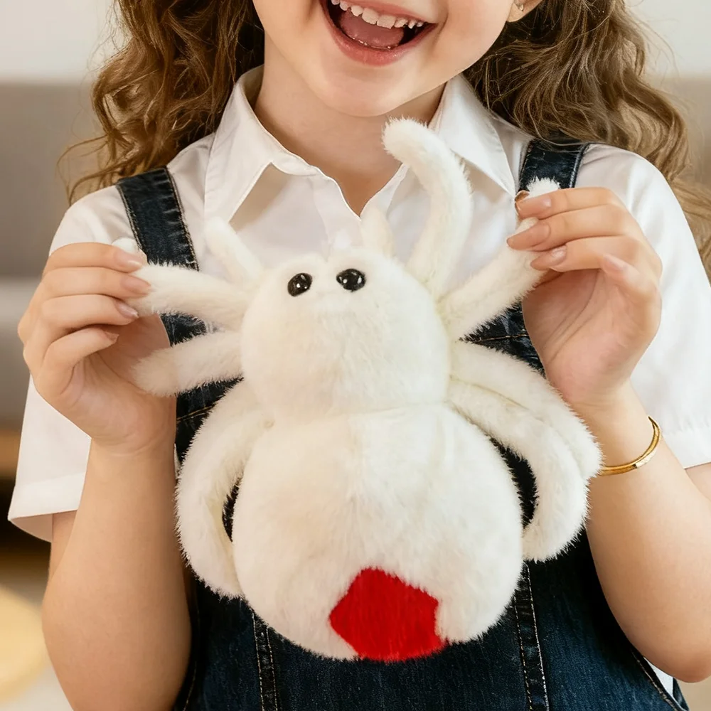 ตุ๊กตาแมงมุมขนฟูนุ่มนิ่ม - ตัวการ์ตูนน่ารัก มี 4 สี (ชมพู เขียว ดำ ขาว) - ของขวัญที่สมบูรณ์แบบสำหรับเด็กผู้ชาย