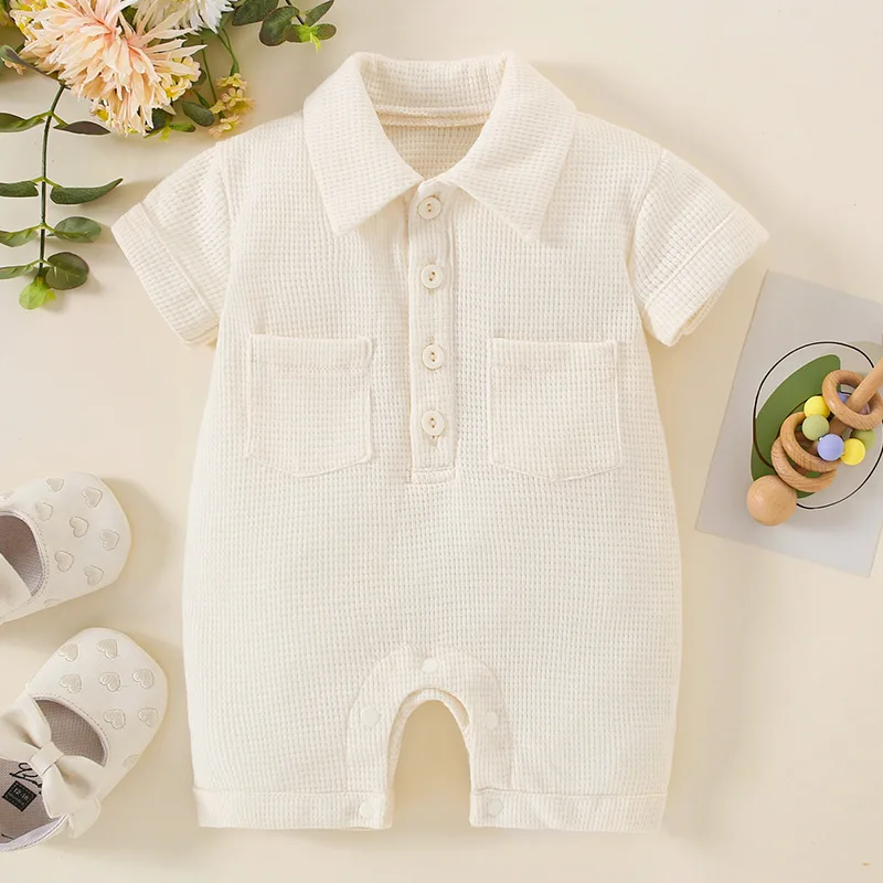 Summer Newborn Boy Clothes 0 To 3 Months Korean Fashion Casual Cotton Short Sleeve Jumpsuits Toddler Romper Baby Stuff BC812