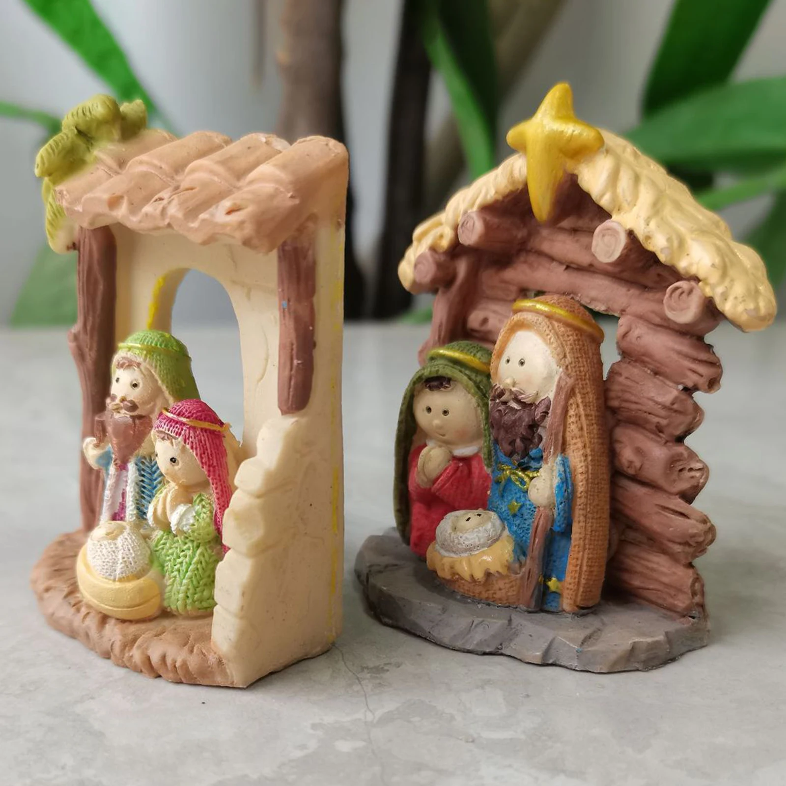 Resin Holy Family Figure Christmas Nativity Scene Figurine Religious Ornament Jesus Birth Sculptures Decoration