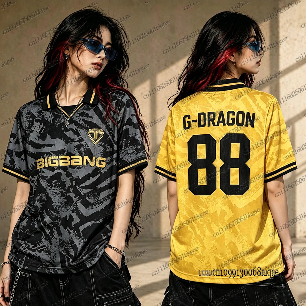 Kpop BIGBANG 2026 World Concert Tour Jerseys For Women Lapel Polo Short Sleeve T-shirts Sports Football Jersey Oversized Y2K Top