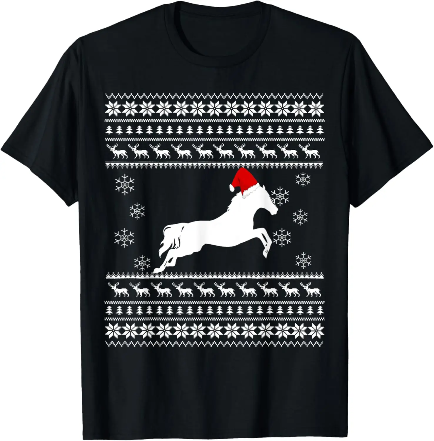Caballo Regalo de Navidad Animal Gorro de Papá Noel -Camiseta de regalo de Navidad de caballito