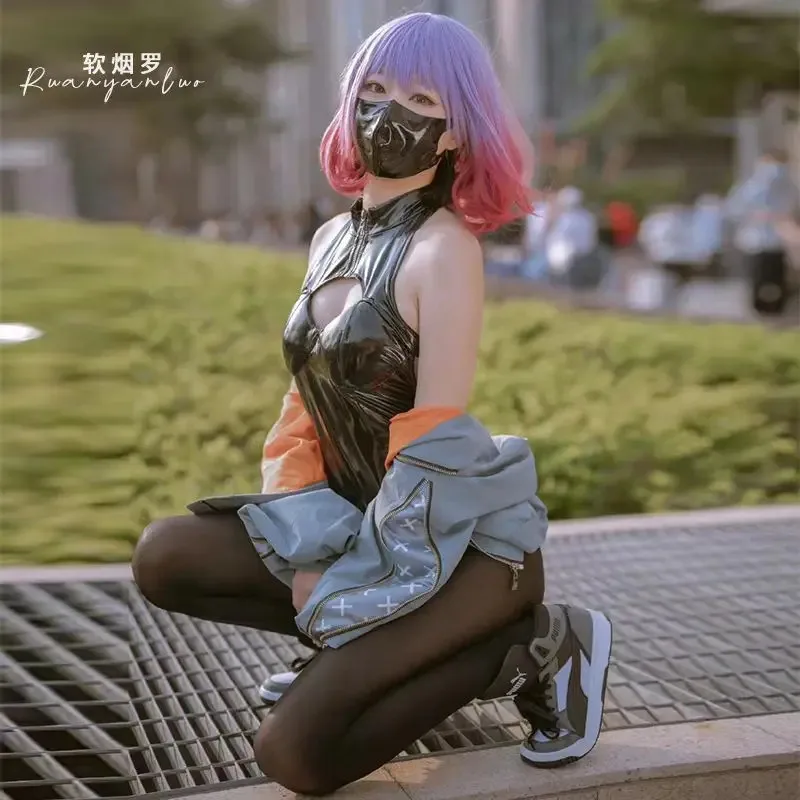 az15Soft Smoke Luo Lacquer Leather Fun 란제리 섹시한 원피스 지퍼 스냅 오픈 가랑이 무료 Cos 롤 플레잉 드레스 048