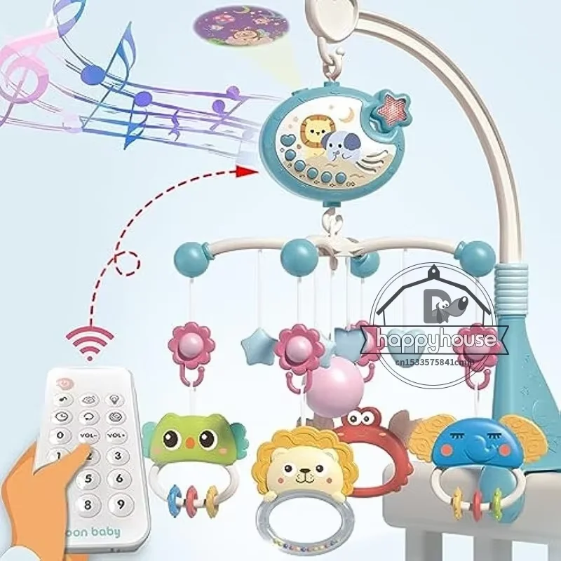 Muzikale babybedje mobiel met verlichting Muziekprojectie voor zuigelingen Afstandsbediening Wiegspeelgoed voor pasgeboren babymobiel voor wiegspeelgoed