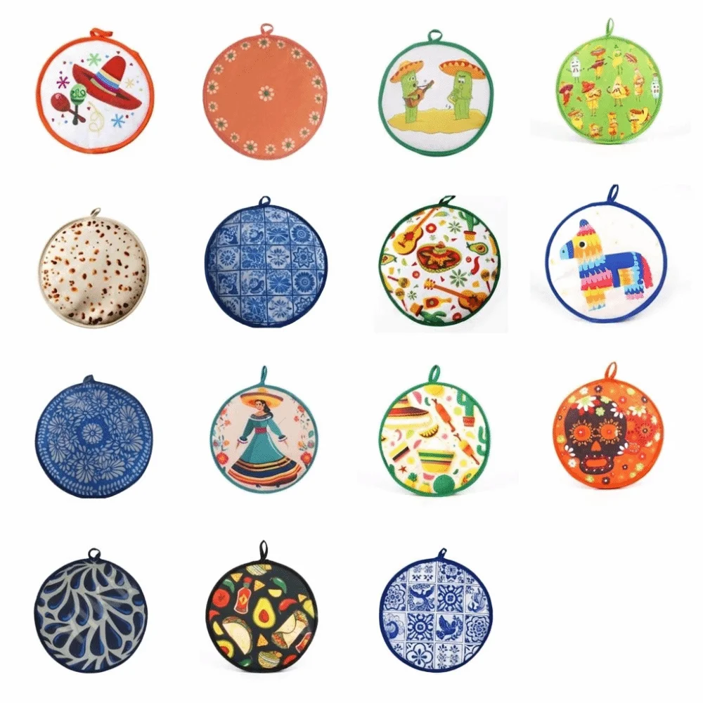 Heat Insulation Tortilla Warmer Pouch Reusable Round Shape Insulated Bag Microwave Safe Food Grade Tortilla Keeper Picnic