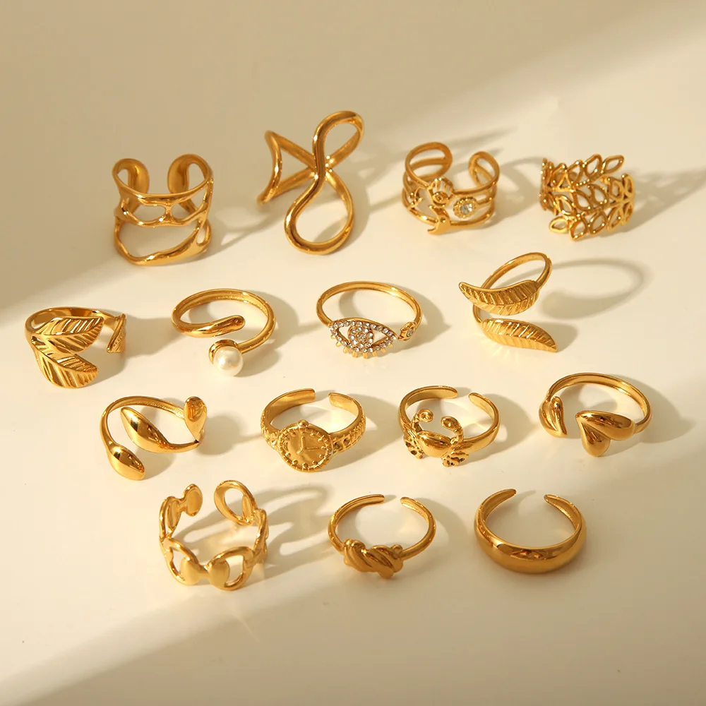 خواتم ذهبية اللون من الفولاذ المقاوم للصدأ قابلة للفتح للنساء إكسسوار على شكل شخصية ساحرة