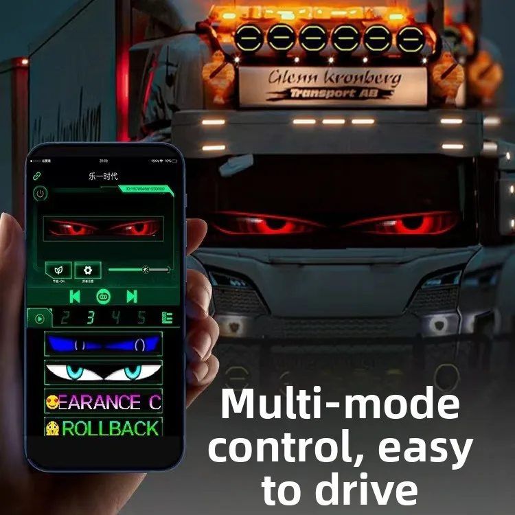 Devil's Eye 12V LED Scrolling Sign Pixel Screen for Truck Cab Windshield APP DIY RGB Matrix Panel Animations Animation/Graffiti