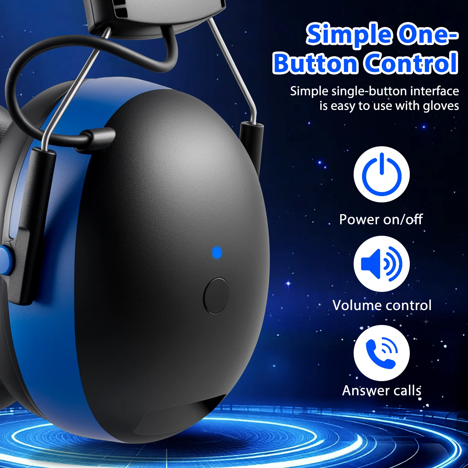 YAKEMA Hearing Protection Headphones with Bluetooth Rechargeable Noise Reduction Safety Ear Muffs Wireless Hearing Protector