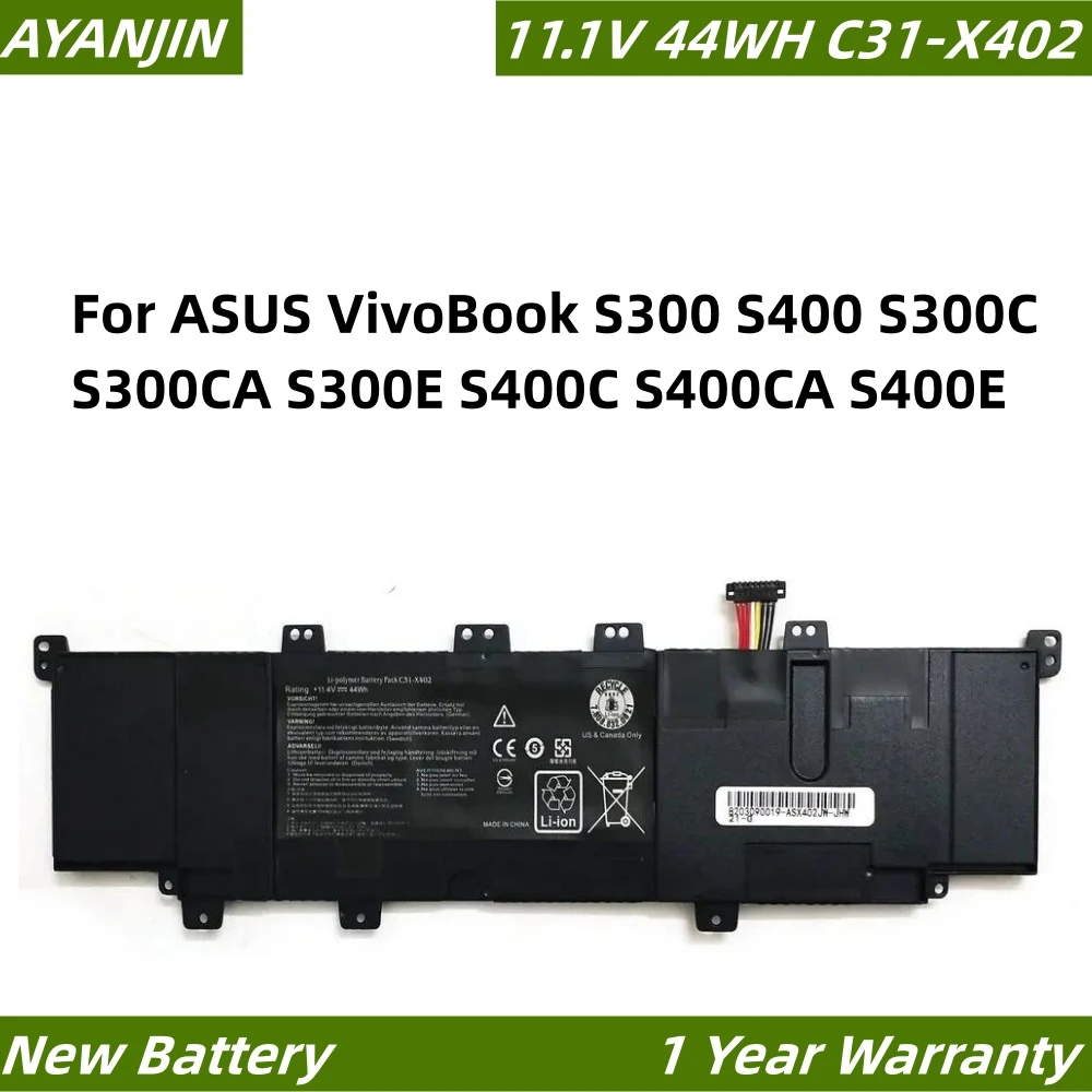 New C31-X402 11.1V 44WH/4000mAh Laptop Battery for ASUS VivoBook S300 S400 S300C S300CA S300E S400C S400CA S400E C31-X402