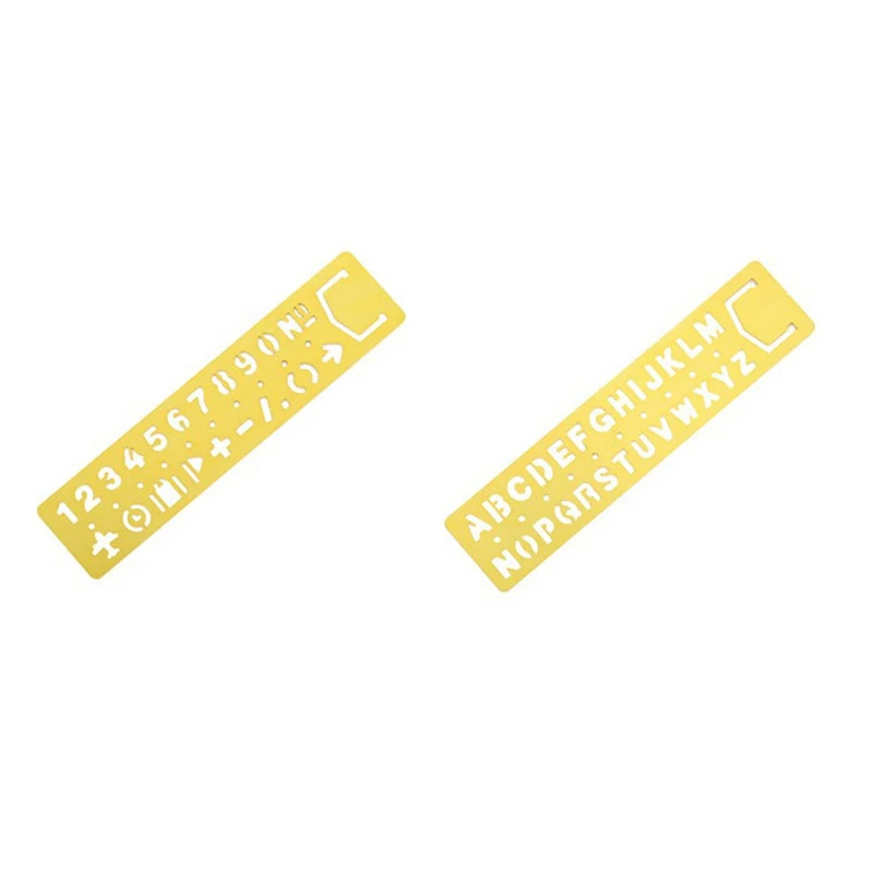 Multifunctional Metal Hollow Straight Ruler Number Letter Pattern Bookmark Kawaii Stationery Drawing Template Measuring Tool