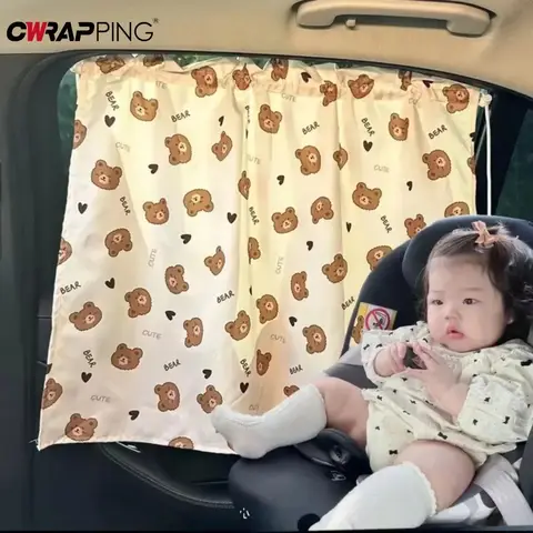 자동차 창 차양 커버에 흡입 컵 커튼 만화 유니버설 사이드 창 차양 아이 아기 어린이를위한 자외선 차단