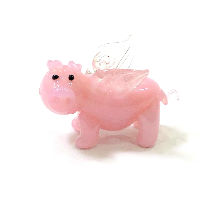 Lovely Pink Pig Charm Glass Pendant Mini Animal Figurine Ornaments For Home Garden Decor Supplies DIY Jewelry Making Accessories