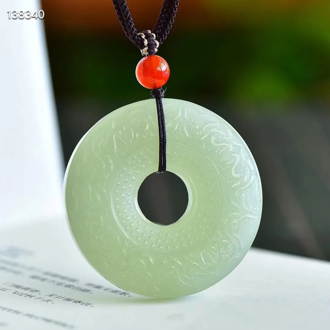 New Natural 100% real cyan hetian jade grave Ping buckle pendant jewellery necklace auspicious for woman man gifts Bless peace