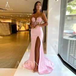 Pink Satin Bridesmaid Dress Elegant Party Dresses for Wedding Women Formal Occasion Dresses Mermaid Prom Gown Robe