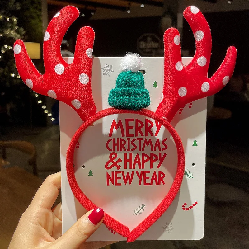 رباط شعر عيد الميلاد للنساء بوليستر عيد الميلاد الغزلان القرن رباط شعر حفلة عطلة إكسسوارات الشعر دنة لعيد الميلاد #4