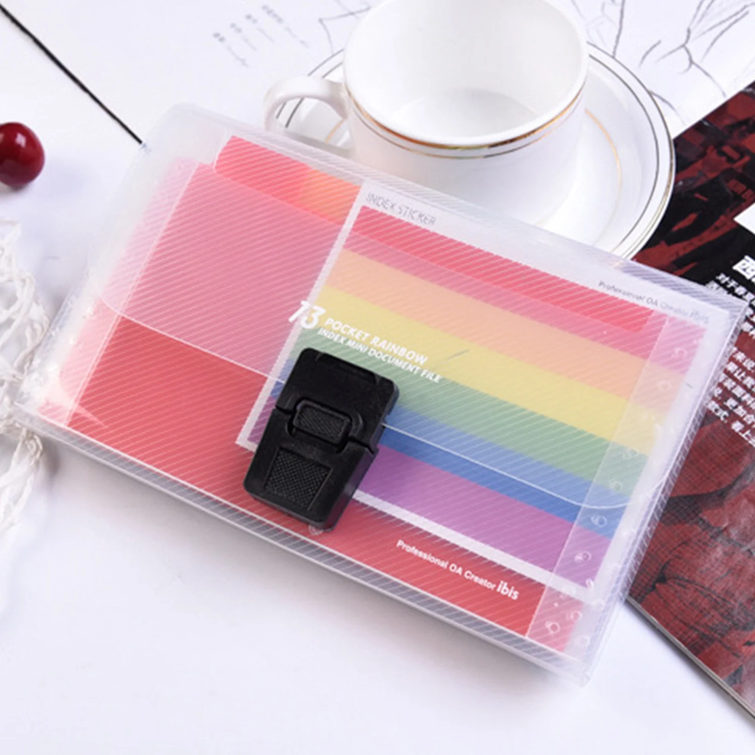 Carpeta de archivos multicolores de 13 bolsillos, bolsa organizadora de documentos de estilo acordeón con cierre de hebilla para la escuela, la
