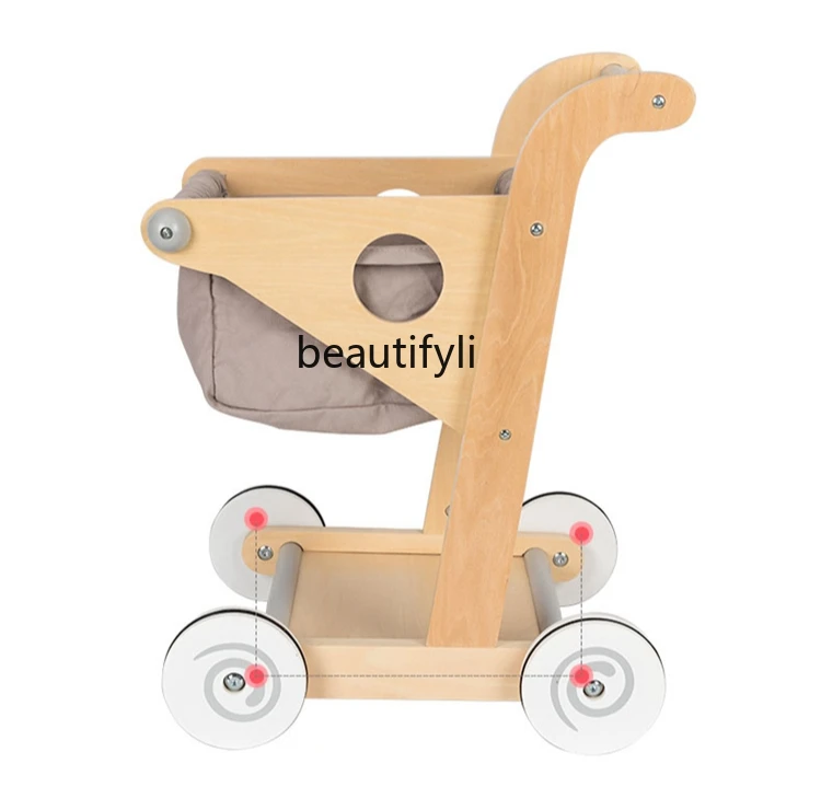 Baby walker toy wooden shopping cart playing house baby walker simulation supermarket trolley 2-6 years old