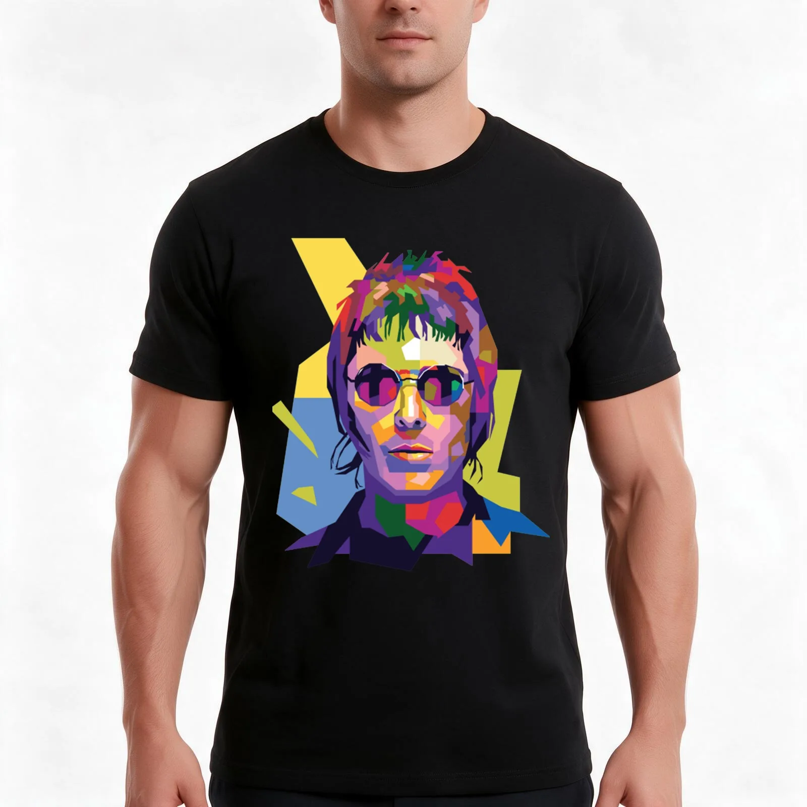 Liam Gallagher T-Shirt, Summer Casual Cotton Tee, Oversized Streetwear Tops, Vintage Graphic Print, Loose Fit Short Sleeve