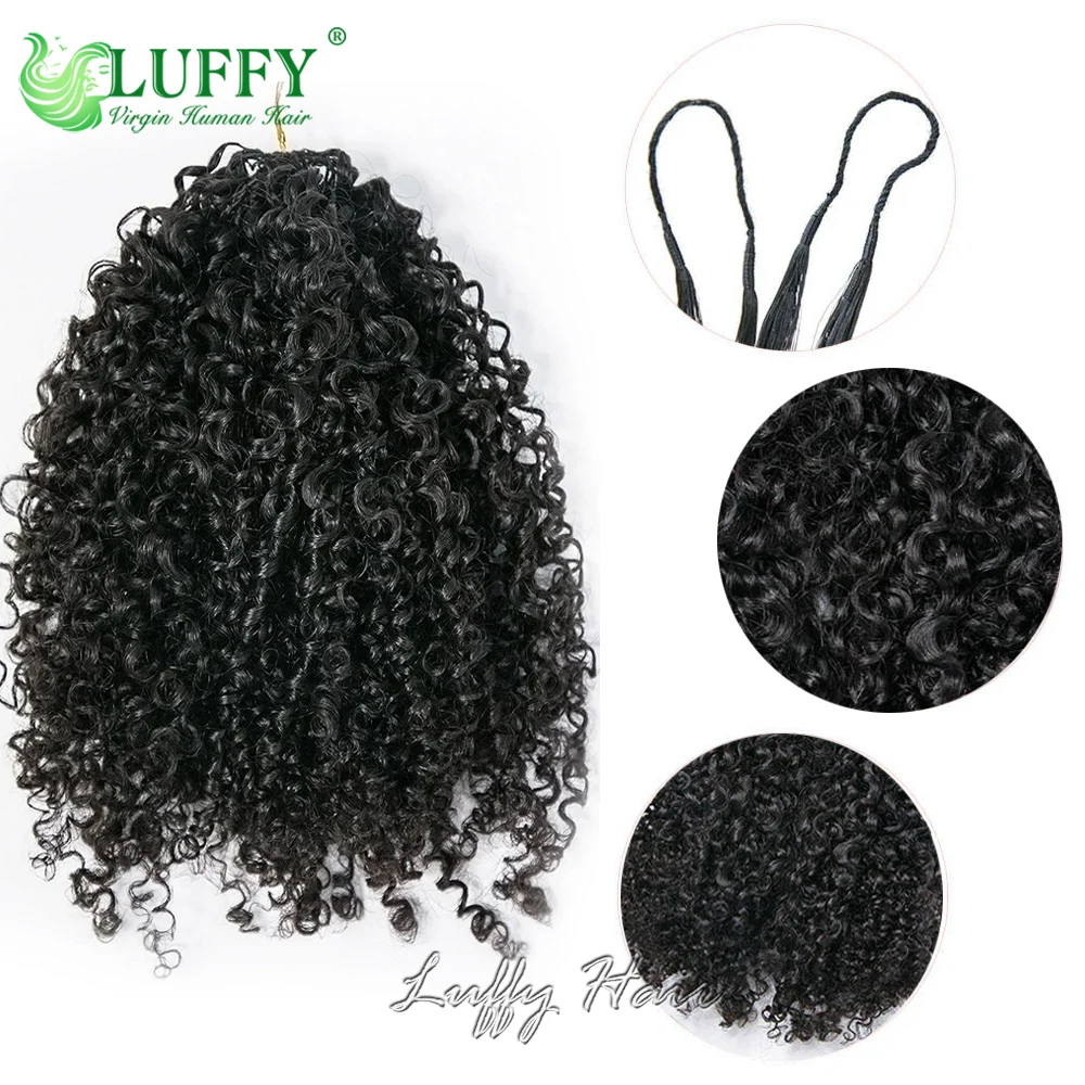 Crochet Human Hair Kinky Curly Human Hair Invisble Micro Loop Hair Seamless and Knotless Feather Crochet Hair Extensions