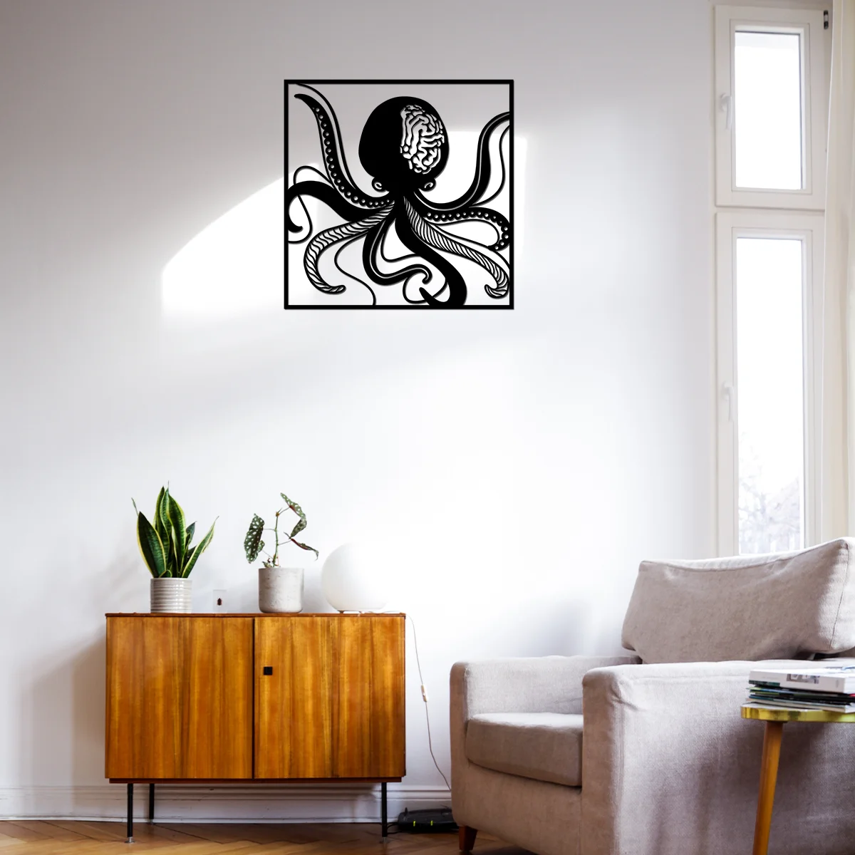 Iron Art Sea Animals Cool Black Octopus Sculpture Art for Modern Home Wall decoration Iron Crafts Wall Sticker Artwork