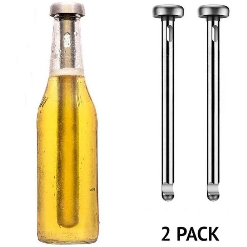 Palo de vino helado de acero inoxidable 2 en 1, palo de vino helado de cerveza, accesorios para vino, herramientas de Bar, herramientas de restaurante, palo congelado para bebidas