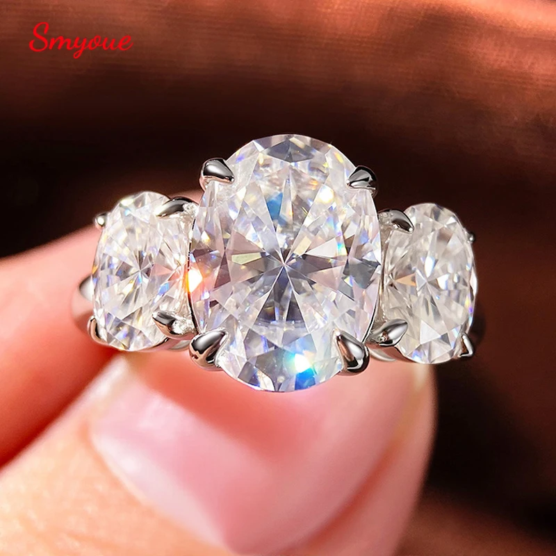 

Сертифицированные кольца Smyoue с овальными муассанитами 2CT и 4CT для женщин, обручальные кольца для невест, подарок с имитацией бриллианта, 100% серебро 925 пробы