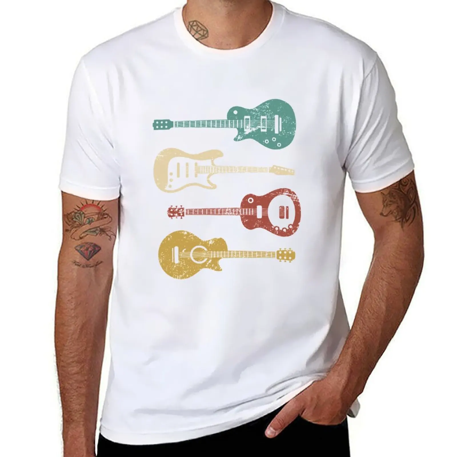 

Retro guitar T-Shirt t shirts for man cotton funny man t shirt graphic T-Shirt