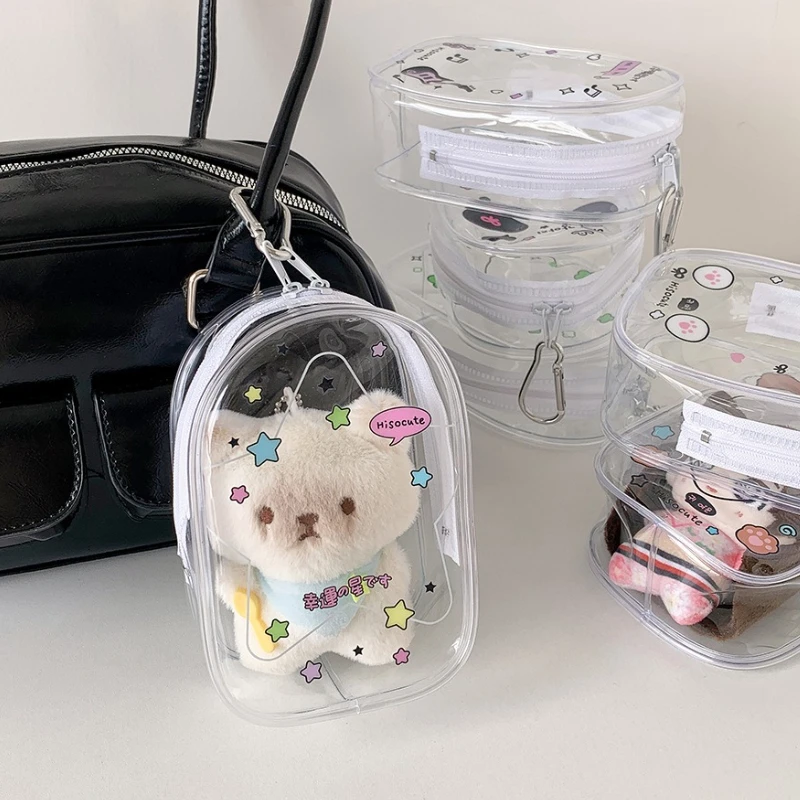

Cute INS Cartoon Pattern Transparent Protector Case PVC Display Zipper Bag Doll Bag Badge Holder Doll Decorative Bag Decor