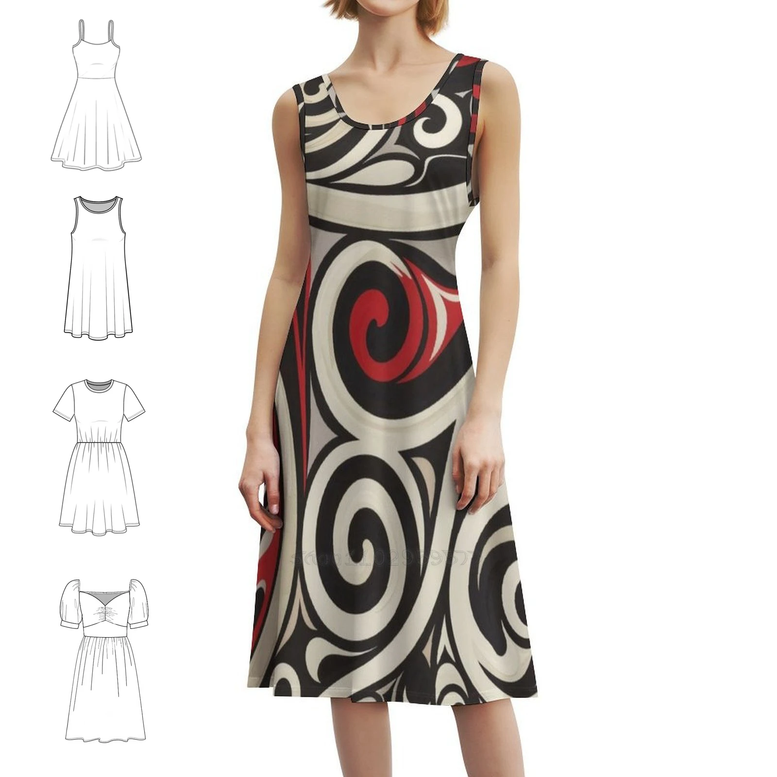 نيوزيلندا Māori Paua نمط كورو تصميم 79 الأزهار سموك فستان للنساء الربيع الصيف فستان كاجوال للحزب كورو ماوري الفن #1