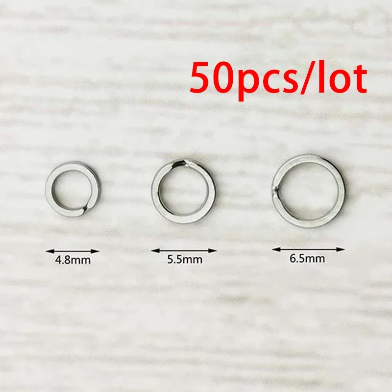 50pcs/lot Stainless Steel Fishing Split Rings Lure Solid Ring Loop For Blank Crank Bait Connectors Tackle Tool Kit Accessories