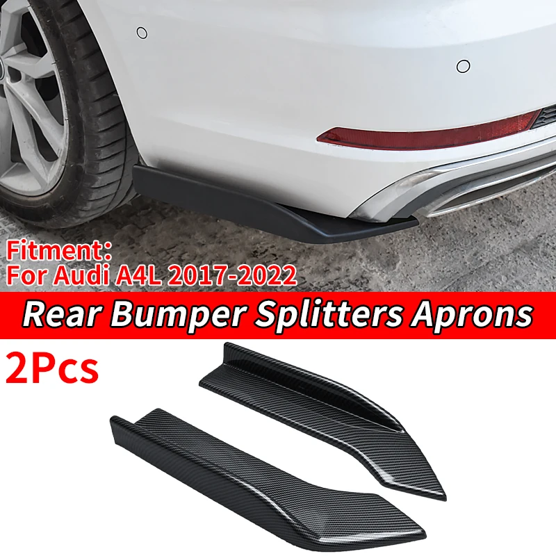 

For Audi A4 2017 2018 19 2022 Car Rear Bumper Splitters Aprons Trunk Lip Spoiler Canard Wing Diffuser Wrap Angle Protector ABS