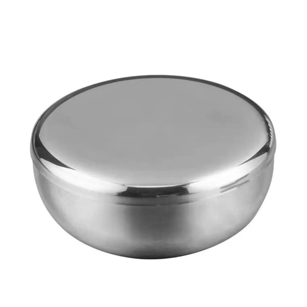 

Tableware With Lid Korean Stainless Steel Bowl Single Layer Silver Rice Bowl Smooth Surface Anti Drop Children Bowl Cream Foam