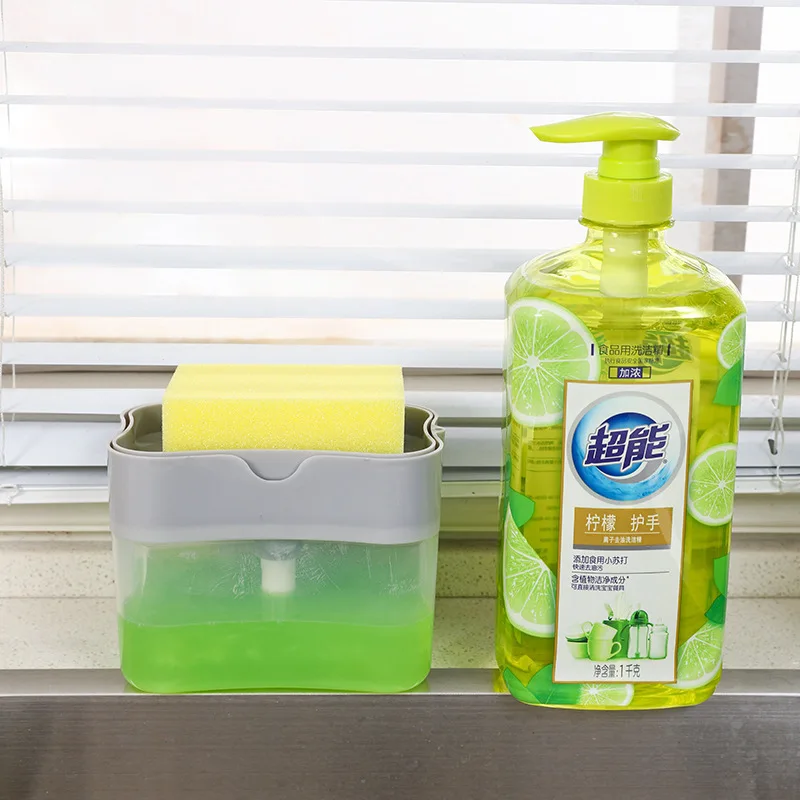 Liquid Soap Dispenser for Kitchen Cleaning, Refillable Soap Box for Diswashing and scrubbing