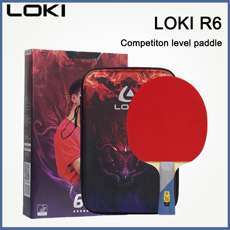 LOKI R6 7-Ply مضرب تنس الطاولة 5 الخشب 2 ألياف الكربون مضرب مسبقة الصنع مع RXTON5 تنس الطاولة المطاط ITTF مضرب تنس الطاولة