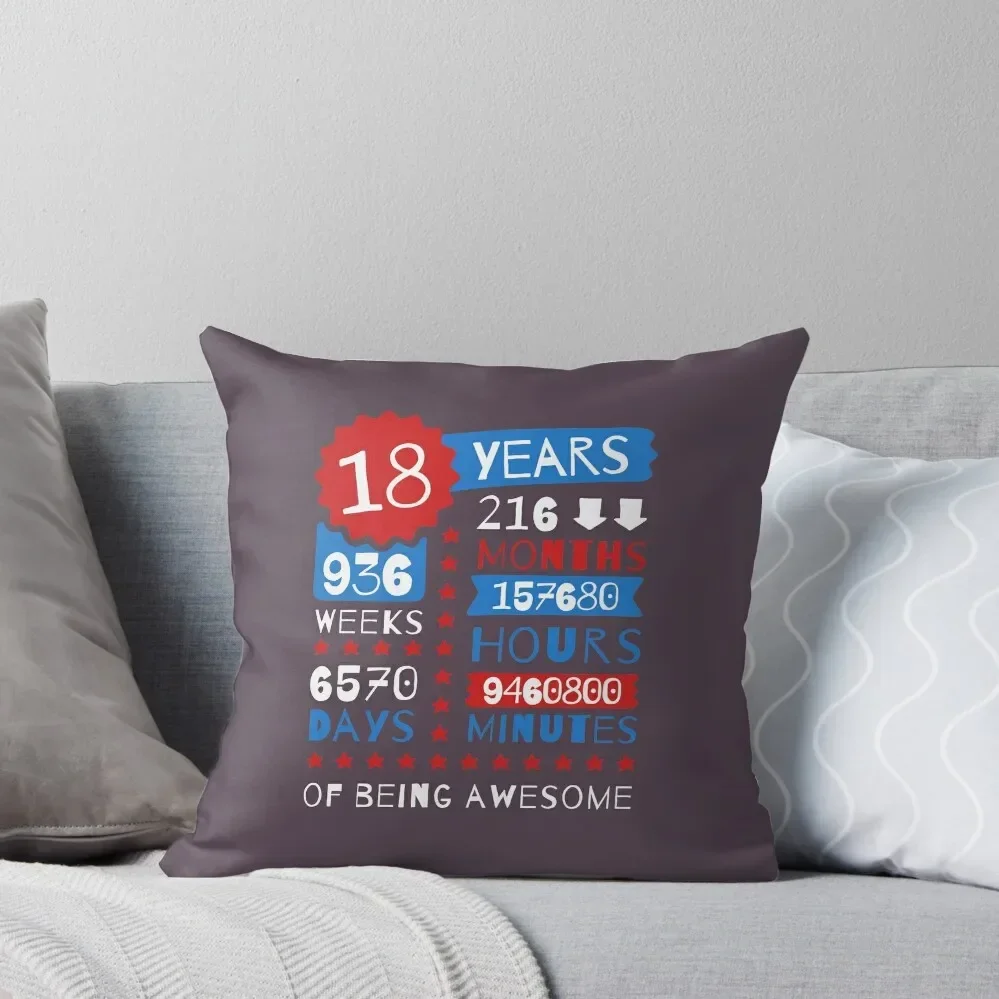 

18 Years Of Being Awesome - Splendid 18th Birthday Gift Ideas Throw Pillow Decorative Sofa Cushion Couch Cushions pillow