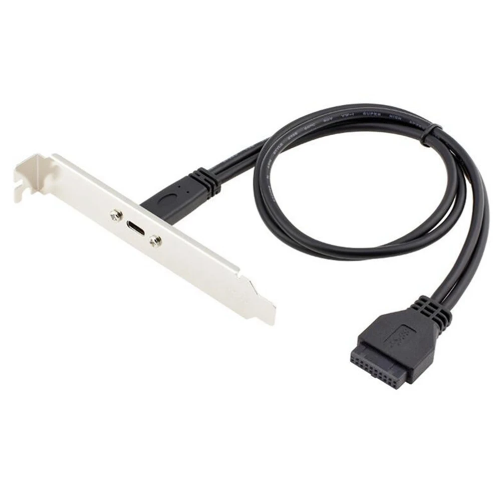 50cm Type C USB-C Female to USB 3.0 Motherboard 20Pin Panel Mounted Cable With Back PCI Back Expansion Bracket