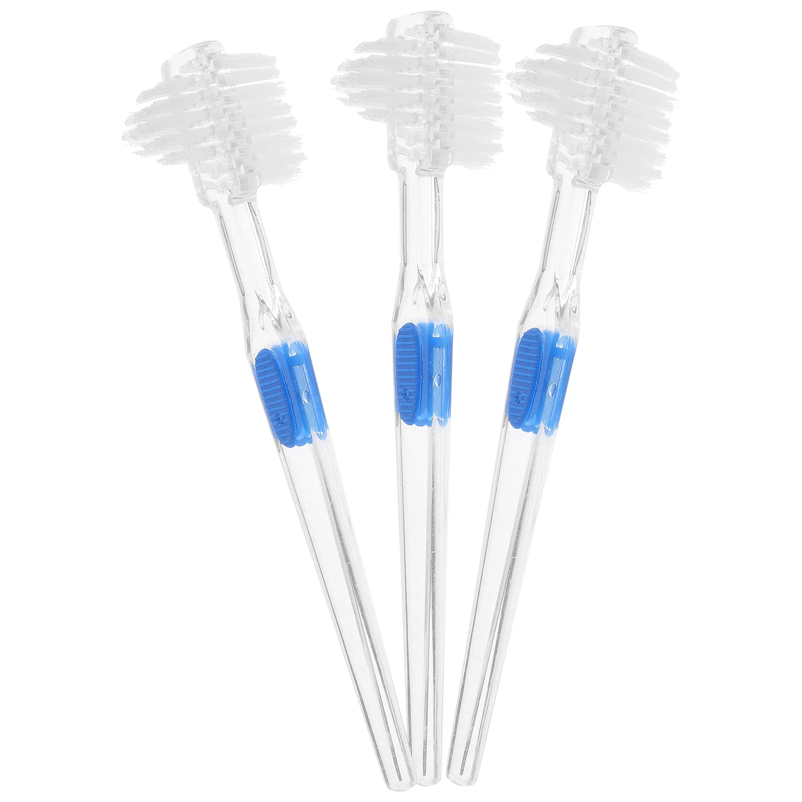 3 Pcs False Teeth Brush Cleaner Foldable Double Sided Toothbrush Denture Cleaning