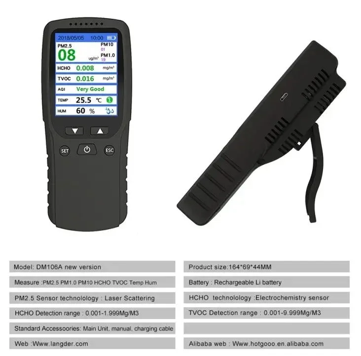 Multi-Function Air Quality Detector Pm2.5 Monitor Portable Gas Analyzer