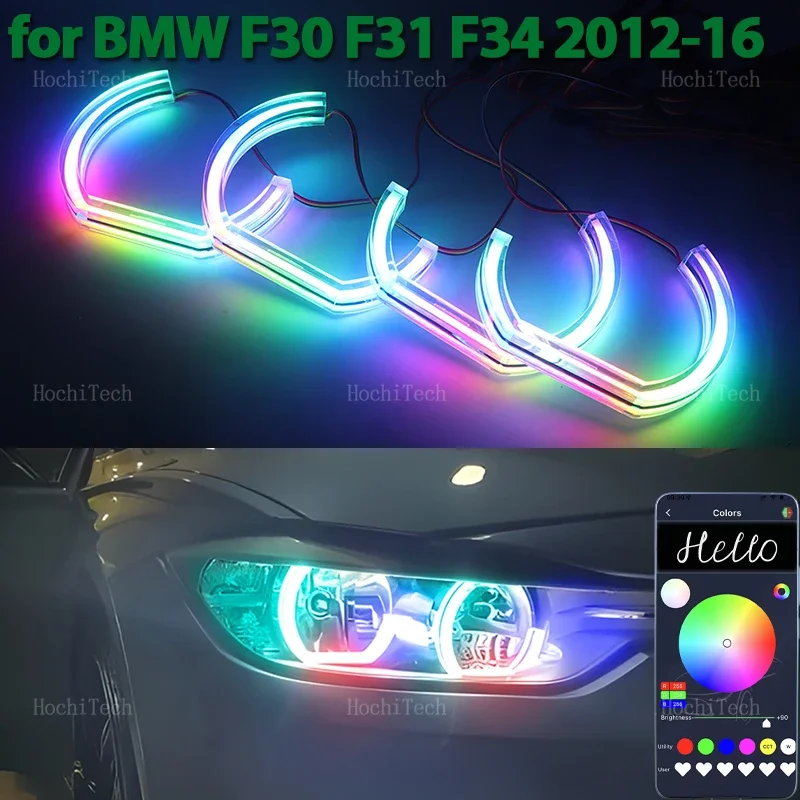 

For BMW 3 Series F30 F31 F34 2012 2013 2014 2015 2016 Flowing multi-colored Ring Angel Eyes LED App control turn signal light