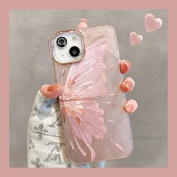 Boucho Fashion pink butterfly Pattern Phone Case for iPhone 15 Pro Max 11 12 13 14 Pro Max 14promax Aritistic Soft Back Cover