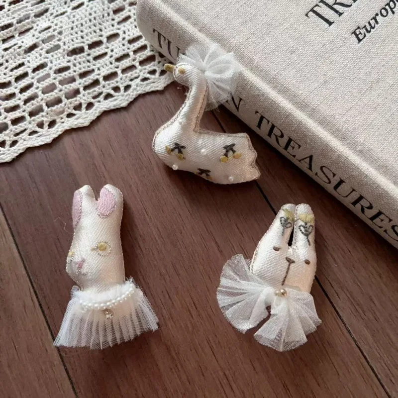 Forest Style Stuffed Cotton Puppy Rabbit Pendant Key Ring Brooch DIY Sewing Embellishment for Hat Bag Scarf