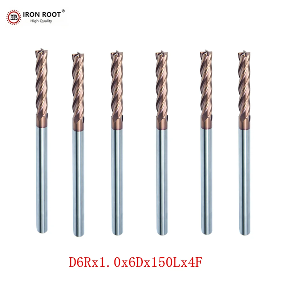 IRON ROOT Round Nose End Mill,HRC58,6mm-12mm,CNC Lathe Turning Tool Milling Tool 4 Flute Ball End Carbide End Mill,Ball End Mill