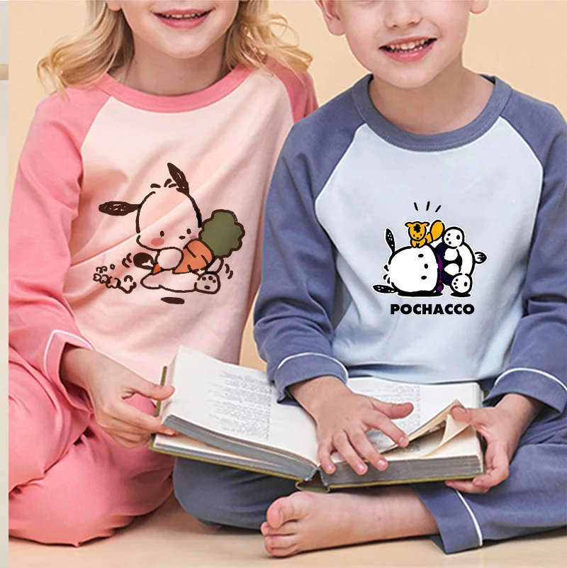 Pochacco 100% Cotton Kids Pajamas Sets Baby Girls Boys Clothes Pijamas Cartoon Long Sleeve Tshirt+Pants