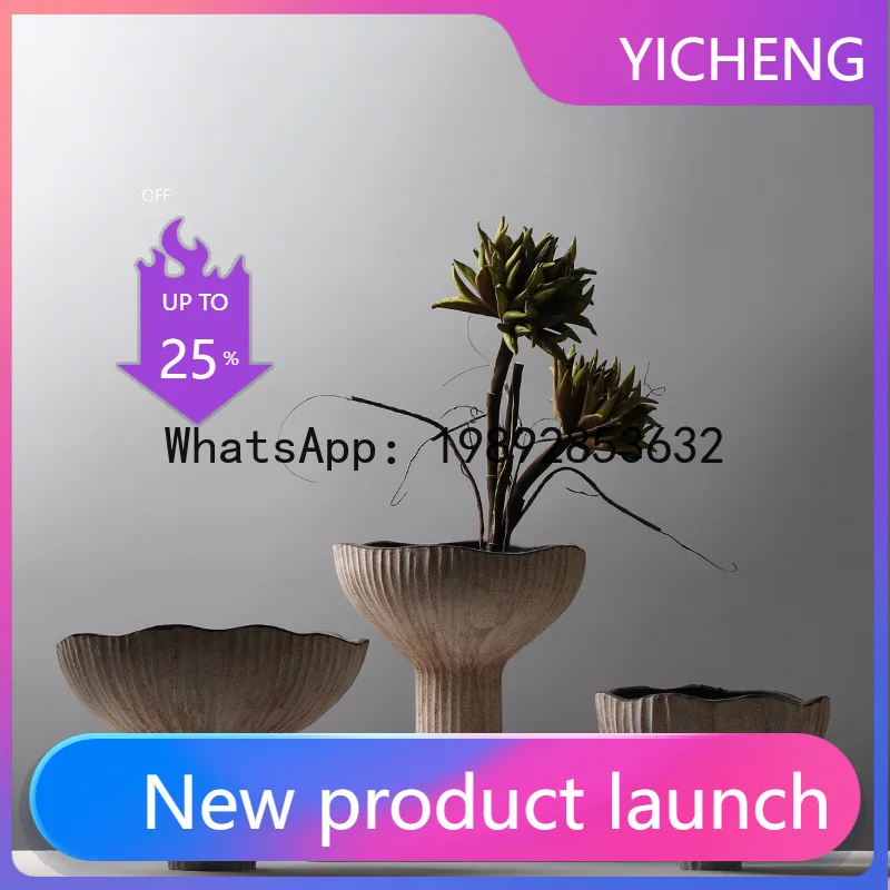 

SLT retro pottery flower arrangement ornament frosted creative tall vase ornament