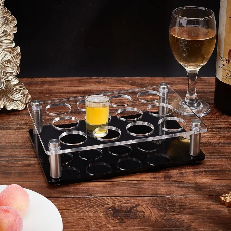 12 Shot Glass Tray Holder Bar Acrylic Shot Glasses Holders Wine Glass Cup Serving Tray Cups Organizer Shot Glass Display